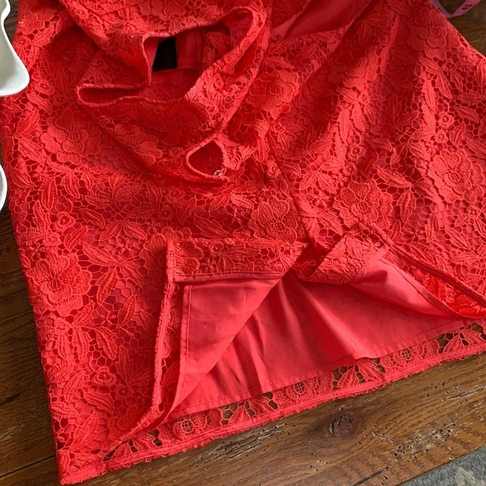 J. Crew Women’s Coral Sleeveless Sheath Midi Dress Floral Pattern Lace Size 14